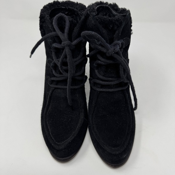 UGG ANALISE BLACK SUEDE SHEEPSKIN ANKLE BOOTS WOMEN 6.5 - Picture 10 of 15
